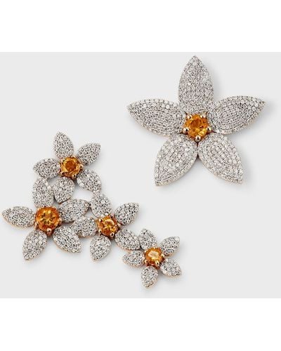 Siena Jewelry 14k Two-tone Gold Citrine Diamond Daisy Crawler Stud Earrings - White
