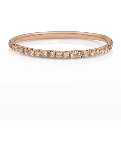 Dominique Cohen 18k Rose Gold Champagne Diamond Delicate Stacking Ring, Size 7 - White