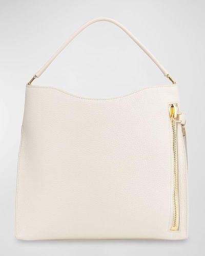 Tom Ford Alix Hobo Small In Grained Leather - Natural