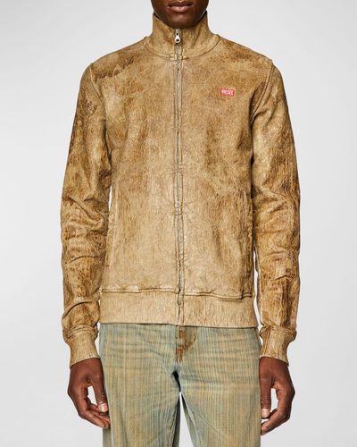DIESEL S-Nyce Tracksuit Top With Leather Effect - Natural