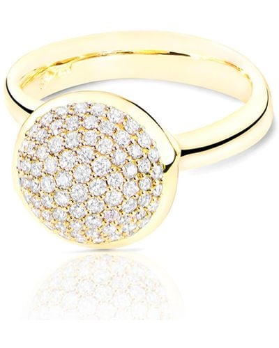 Tamara Comolli Bouton 18k Yellow Gold Pave Diamond Dome Ring, Size 7 - Metallic