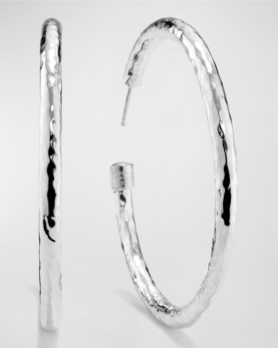 Ippolita Large Hammered Hoop Earrings - White