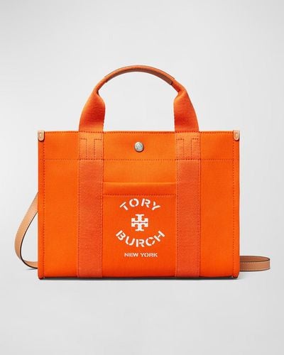 Tory Burch Small Logo Canvas Tote Bag - Orange