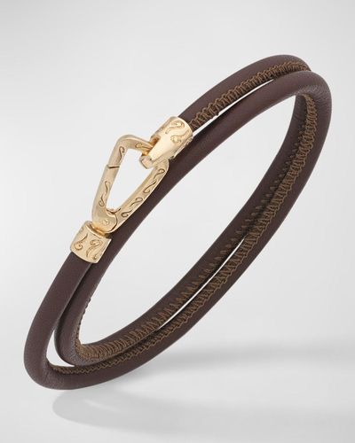 Marco Dal Maso Lash Double Wrap Smooth Leather Bracelet - Brown