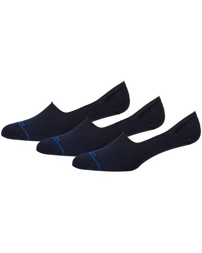 Marcoliani Invisible 3-Pack No-Show Cotton Socks - Blue