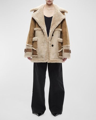 Shoreditch ski club long belted shearling coat Clearance