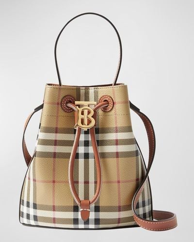 Burberry Mini Tb Canvas Bucket Bag - Natural