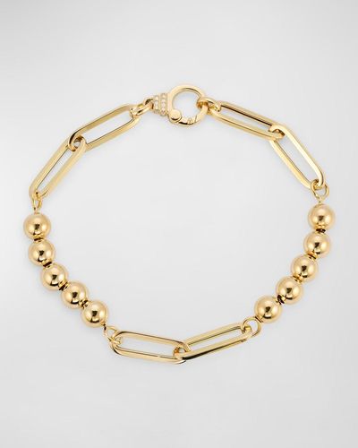 Sorellina 18K Beads And Oval Link Bracelet With Gh-Si Diamonds - Metallic