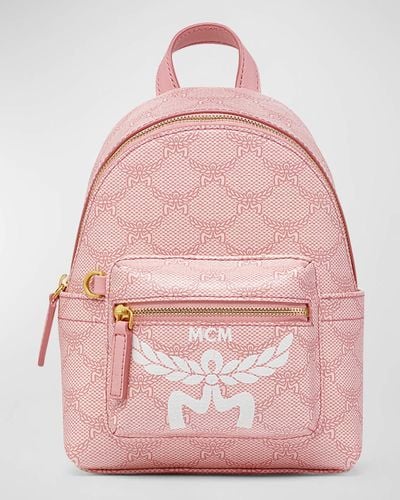 MCM Stark Monogram Coated Canvas Backpack - Pink