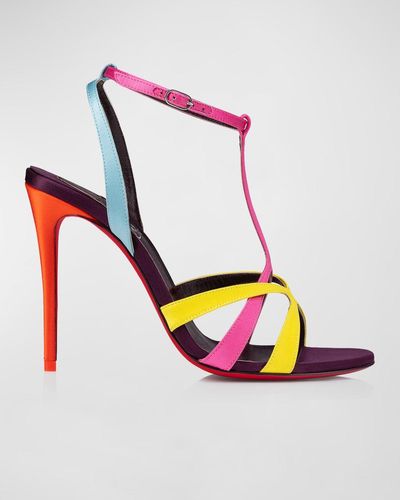 Christian Louboutin Tangueva Colorblock T-Strap Sole Sandals - Pink