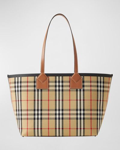 Burberry Heritage Small Check Canvas Tote Bag - White