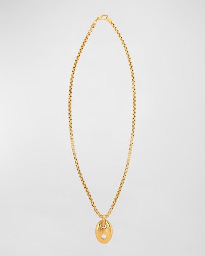 Jenna Blake 18k Gold Vertical Mariner Necklace - White