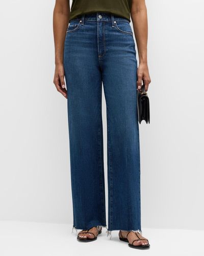 PAIGE Anessa Wide-Leg Jeans With Raw Hem - Blue