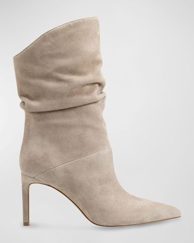 Marc Fisher Angi Slouchy Suede Stiletto Boots - Natural