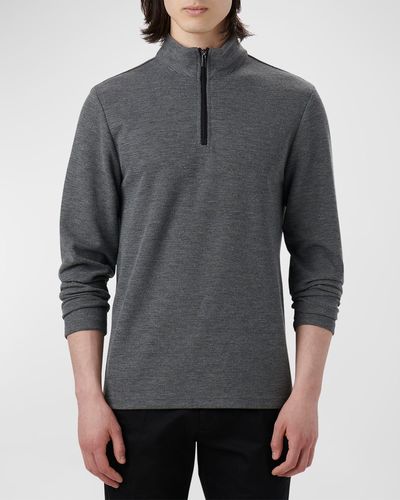 Bugatchi Quarter-Zip Sweater With Back Pocket - Gray