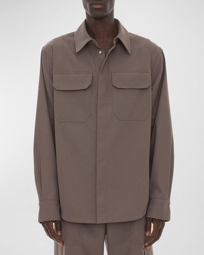 Helmut Lang Wool-Blend Military Shirt - Brown