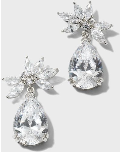 Golconda by Kenneth Jay Lane Cluster Cubic Zirconia Earrings With Drop Pear, 6.0tcw - White
