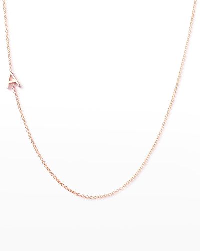 Maya Brenner 14K Rose Mini Letter Necklace - White