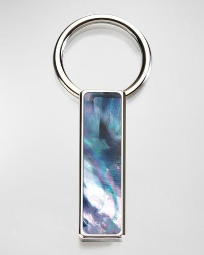 M-clip Mother-Of-Pearl Easy-Open Key Ring - Blue