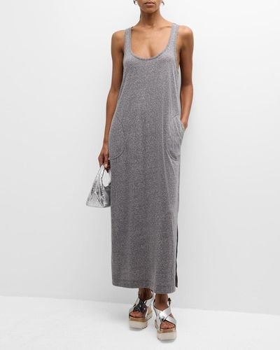 ATM Heathered Donegal Jersey Schoolboy Tank Dress - Gray