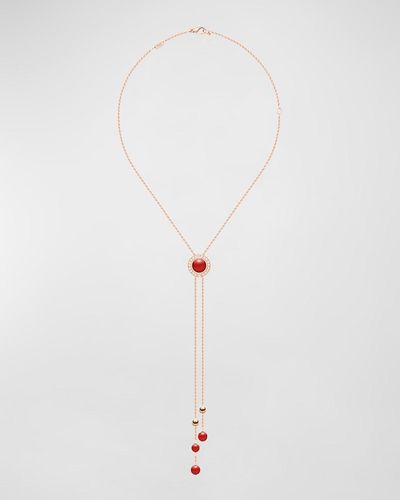 Piaget Possesion 18k Rose Gold Carnelian Pendant Necklace - White