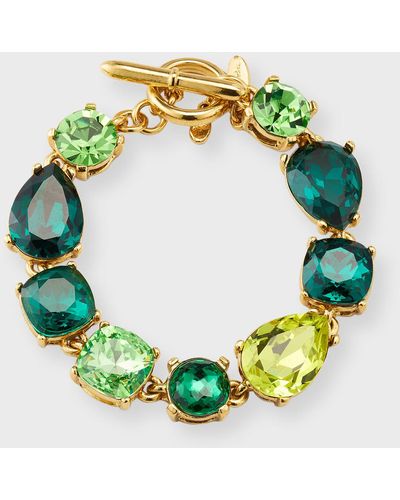 Oscar de la Renta Gallery Mixed-Cut Crystal Bracelet - Green