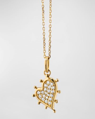 Monica Rich Kosann 18K Petite Pave Diamond Heart Necklace - Metallic