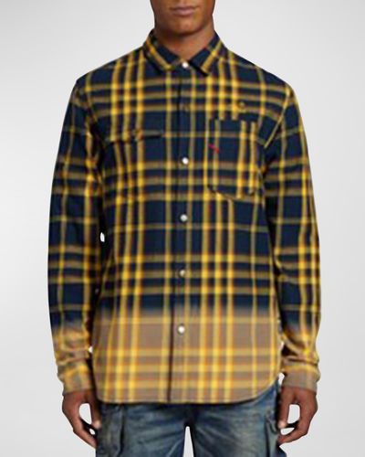 PRPS Sill Faded Plaid Snap-Front Shirt - Multicolor