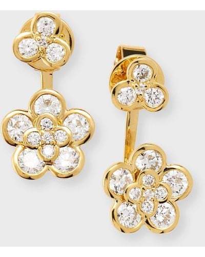 Lisa Nik 18k Yellow Gold Cluster Diamond Flower Earring Jackets - Metallic