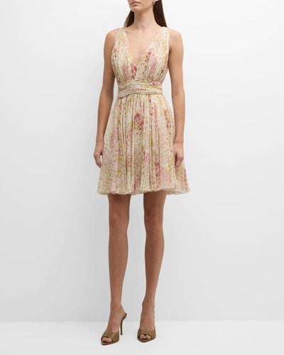Giambattista Valli Floral-Print Sleeveless Silk Georgette Mini Dress - Natural