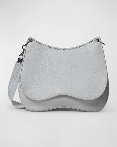Callista Iconic Leather Saddle Bag - Gray