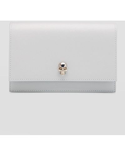 Alexander McQueen Skull Small Calfskin Chain Shoulder Bag - White