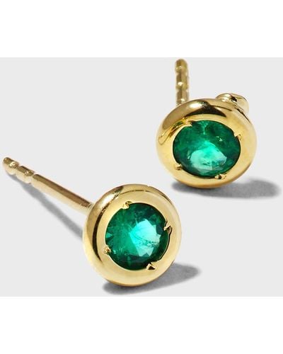 Roberto Coin Yellow Gold Emerald Tiny Stud Earrings - White