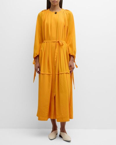 Co. Long-Sleeve Belted Bubble Maxi Dress - Yellow