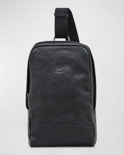 Il Bisonte Cestello Leather Sling Backpack - Black