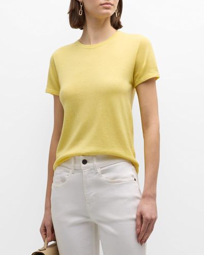 Majestic Filatures Cashmere Short-Sleeve Crewneck T-Shirt - Yellow