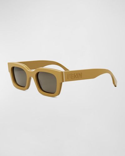 Fendi Signature Oval Logo Sunglasses - Natural