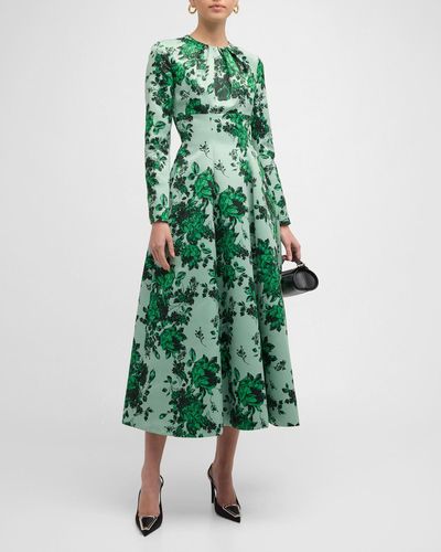 Emilia Wickstead Floral Brita Midi Dress - Green
