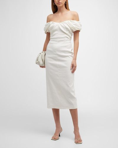 A.L.C. Nora Draped Off-the-shoulder Midi Dress - White