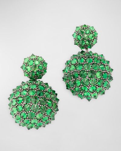 Goshwara Limited Edition Double Ball Drop Tsavorite Earrings - Green