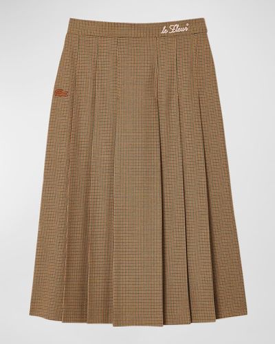 Lacoste X Le Fleur Pleated Houndstooth Skirt - Natural