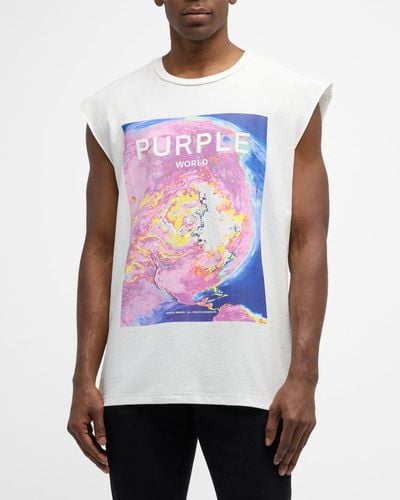 Purple Textured T-Shirt - White
