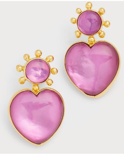 Dina Mackney Doublet Heart Drop Earrings - Pink