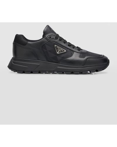 Prada Prax Triangle Logo Runner Sneakers - Black