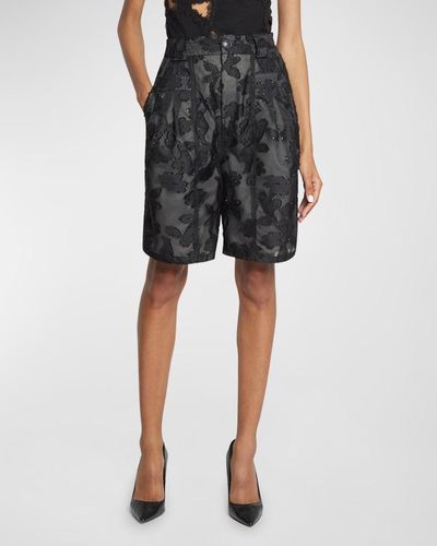 Koche Floral Embellished Bermuda Shorts - Black