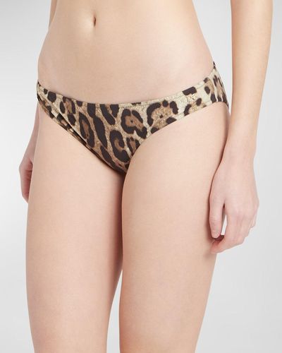 Dolce & Gabbana Leopard-Print Bikini Bottoms - Natural