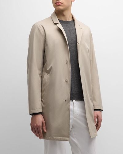 Kiton Nylon Hooded Overcoat - Natural