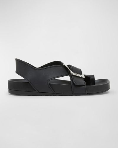 Loewe Ease Leather Toe-Ring Comfort Sandals - Black