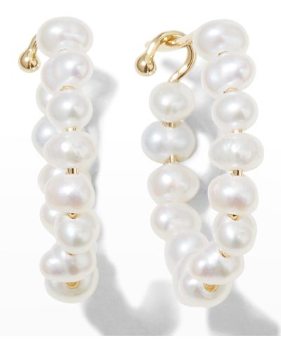 Mizuki Freshwater Diamond Hook Earrings - White