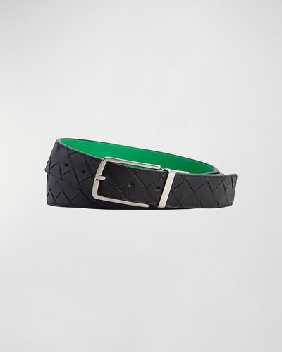 Bottega Veneta Reversible Intrecciato Leather Belt - Green